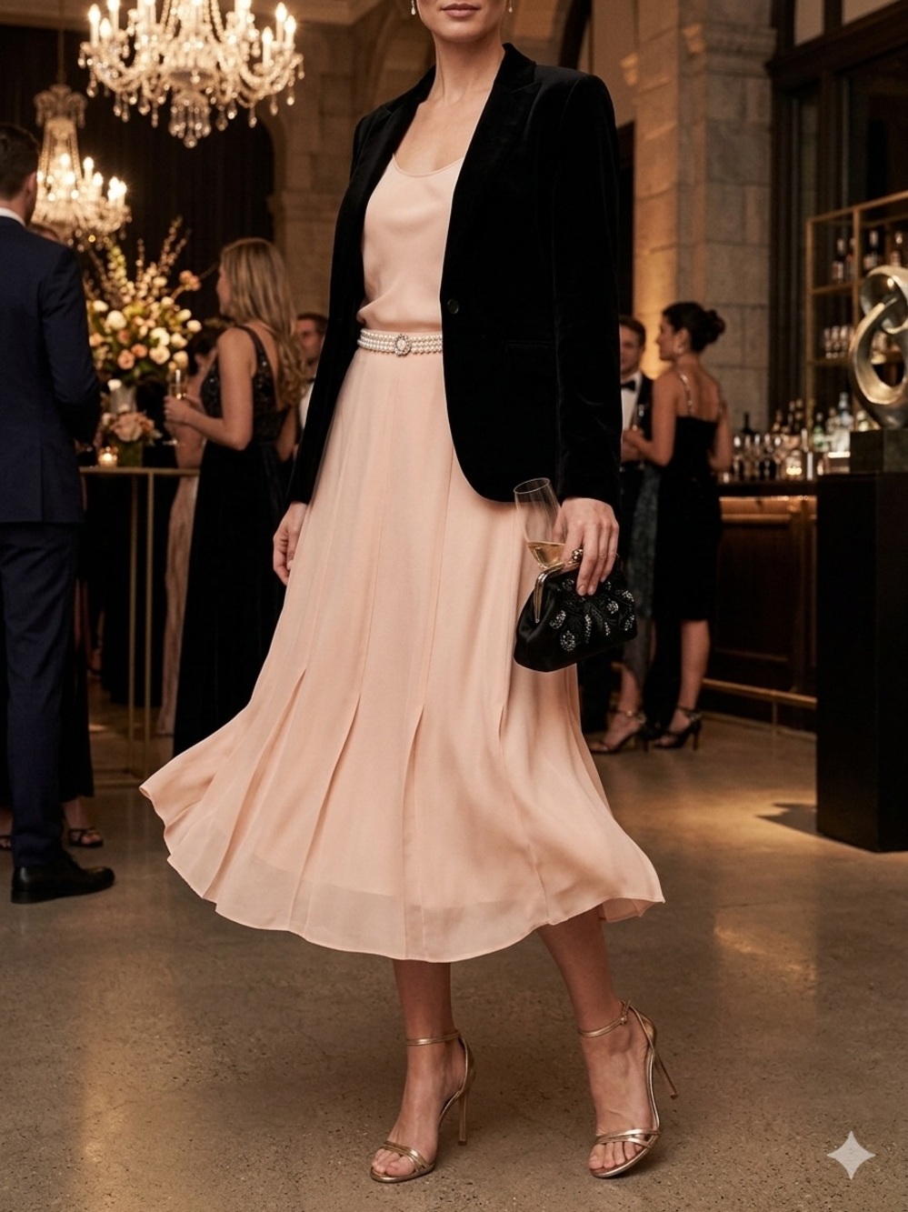 Rickie Freeman for Teri Jon Blush Pink Midi Skirt